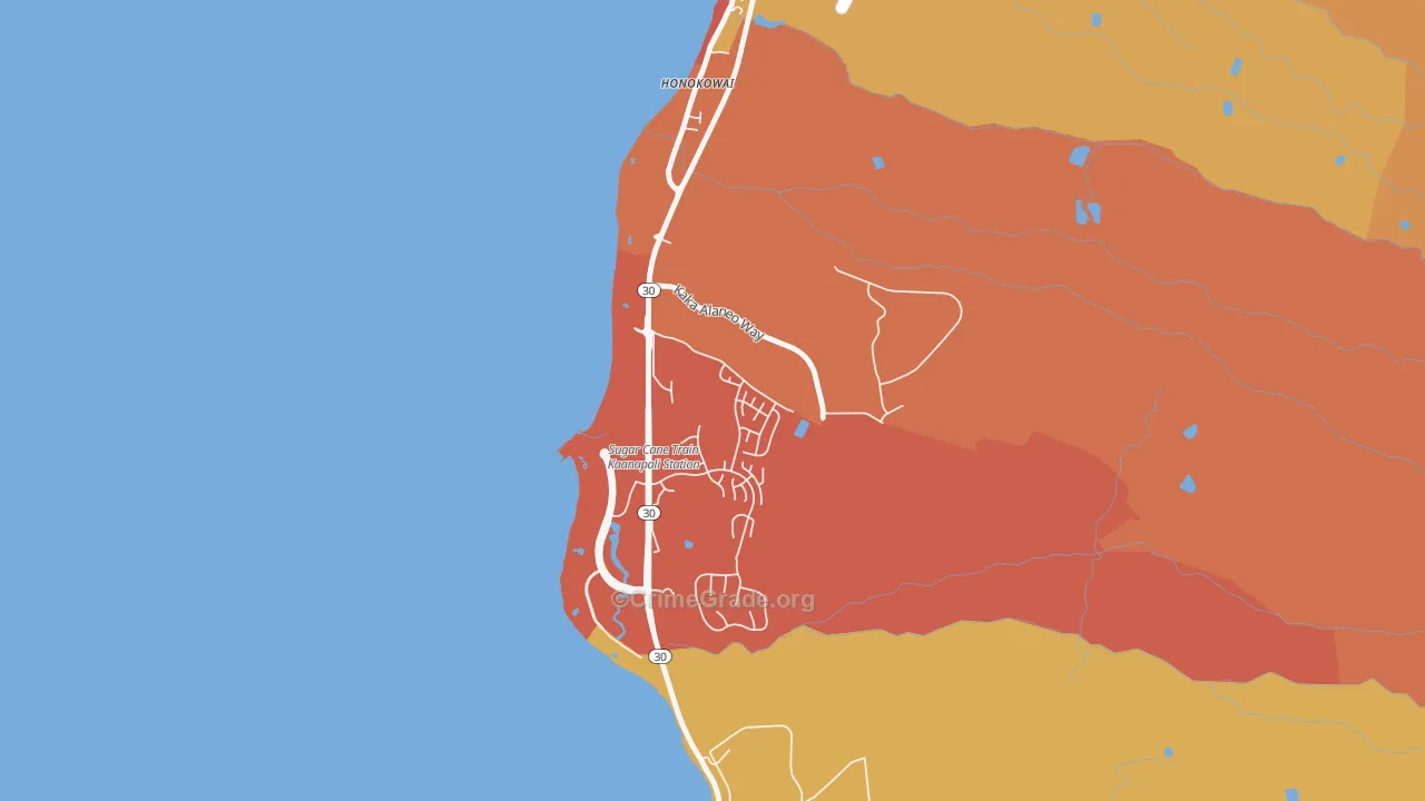 Honokowai, HI Map of Drug-Related Crime Rates