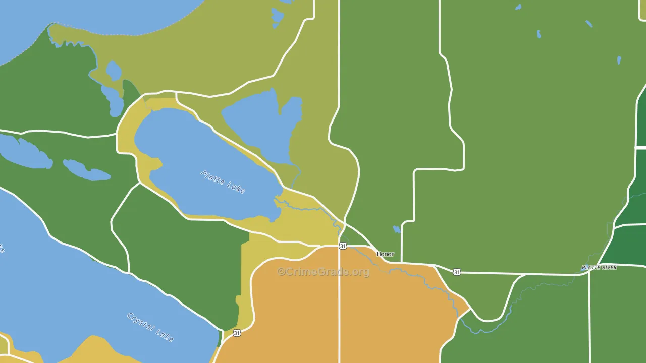 Honor, MI Map of Drug-Related Crime Rates