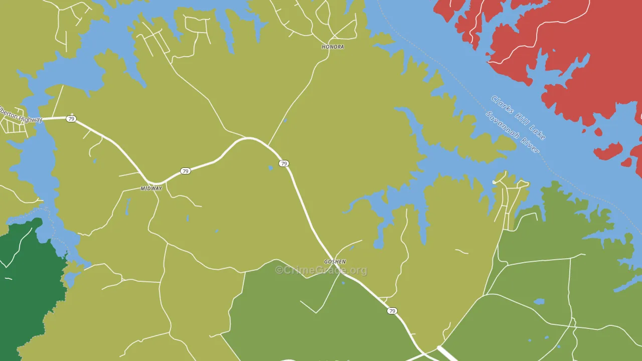 Honora, GA Map of Drug-Related Crime Rates