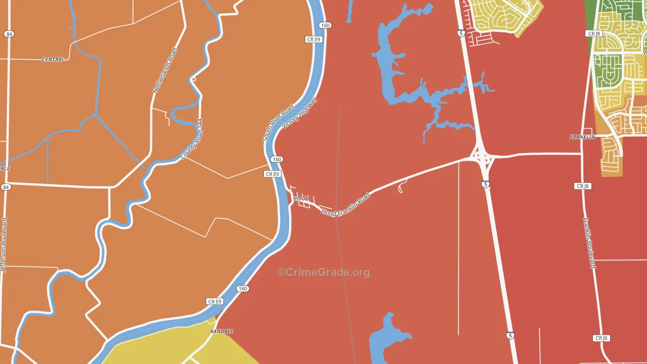 Hood, CA Map of Drug-Related Crime Rates