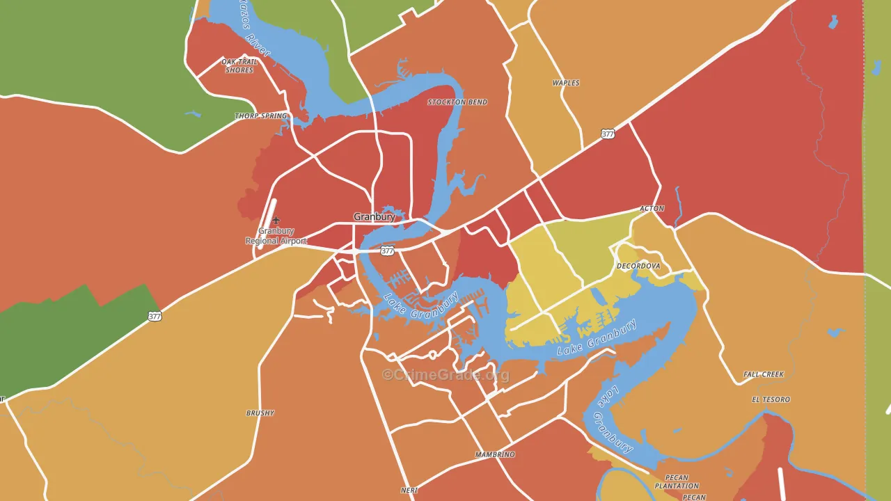 Hood County, TX Map of Drug-Related Crime Rates