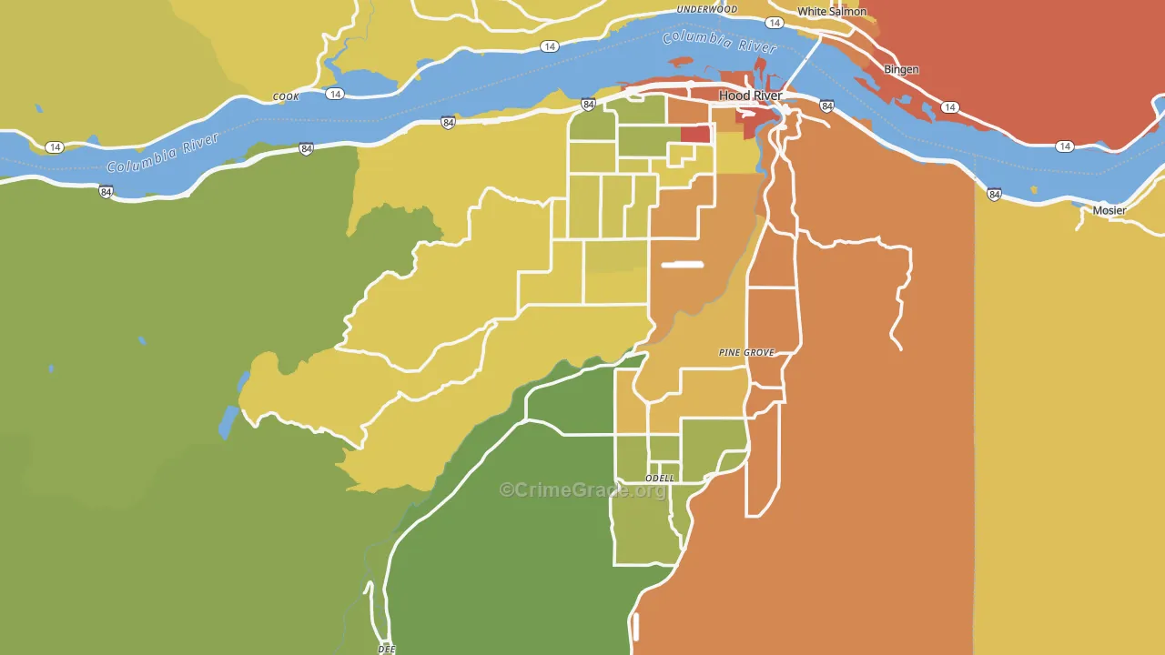Hood River County, OR Map of Drug-Related Crime Rates
