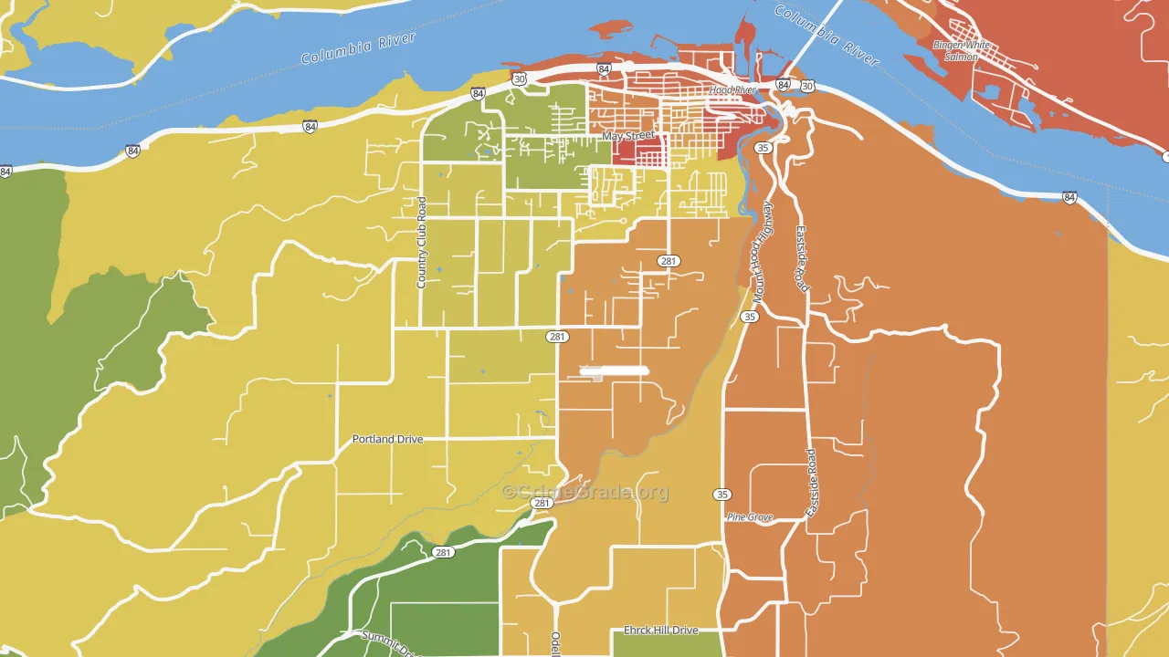 Hood River, OR Map of Drug-Related Crime Rates