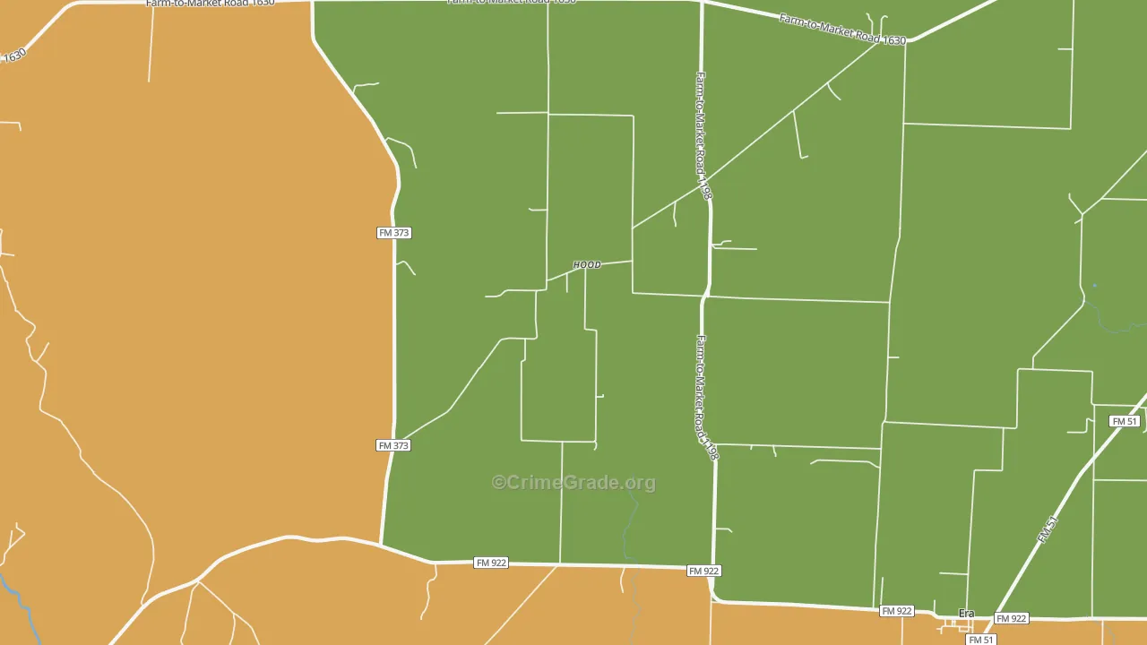 Hood, TX Map of Drug-Related Crime Rates