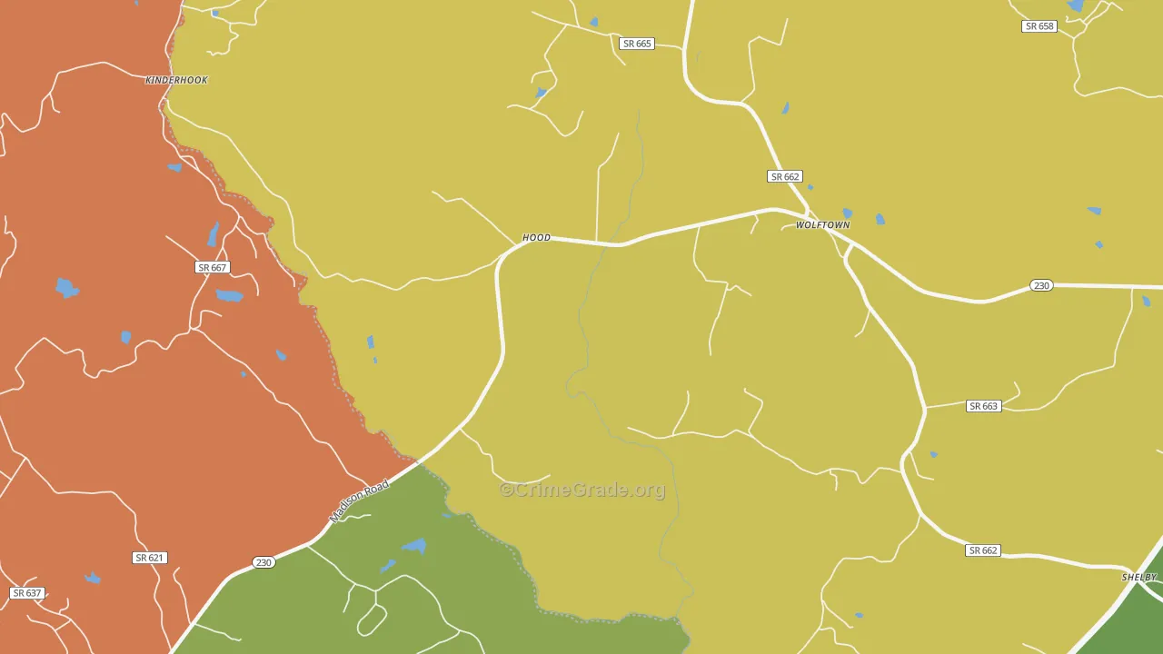 Hood, VA Map of Drug-Related Crime Rates