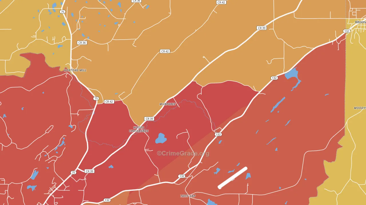 Hoods Crossroads, AL Map of Drug-Related Crime Rates