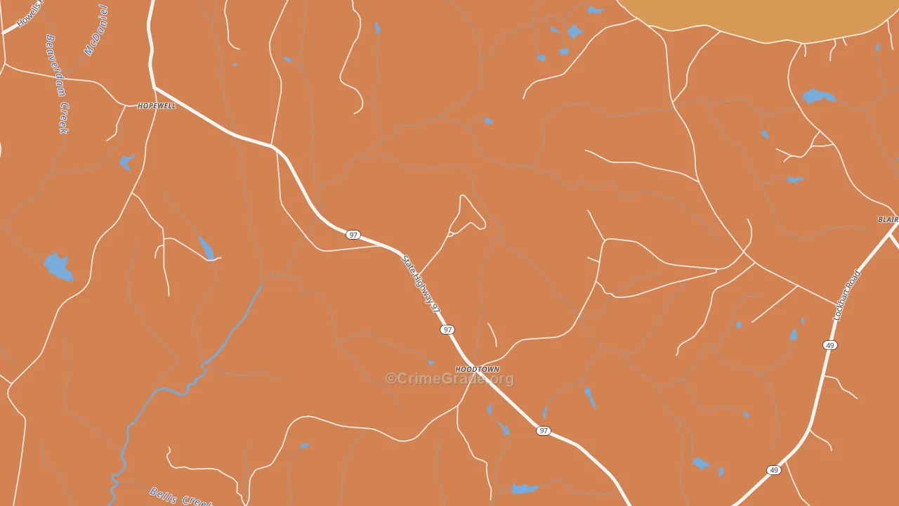 Hoodtown, SC Map of Drug-Related Crime Rates