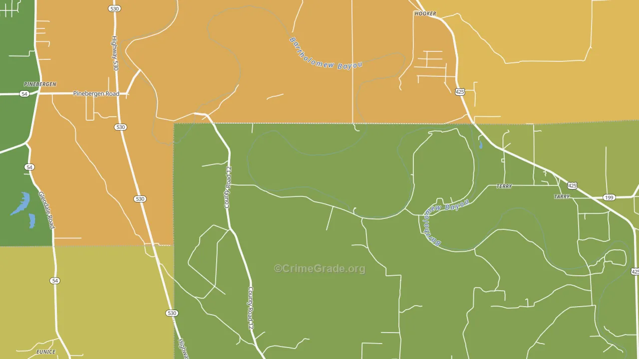 Hooker, AR Map of Drug-Related Crime Rates