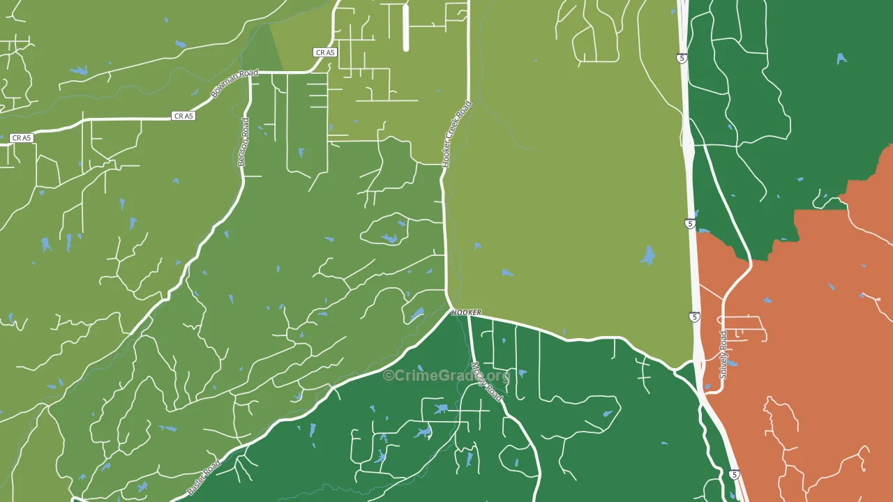 Hooker, CA Map of Drug-Related Crime Rates