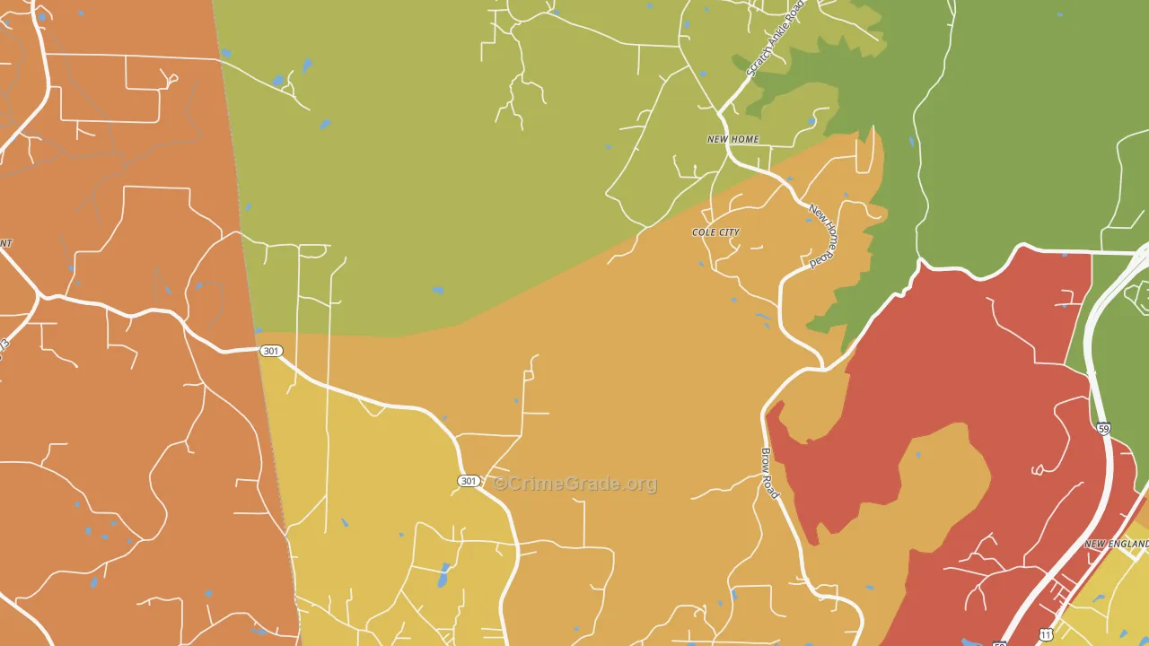 Hooker, GA Map of Drug-Related Crime Rates