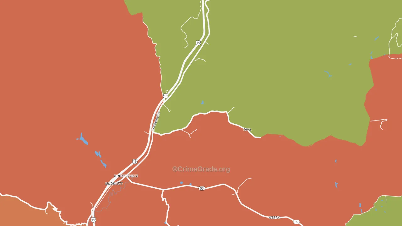 Hookersville, WV Map of Drug-Related Crime Rates