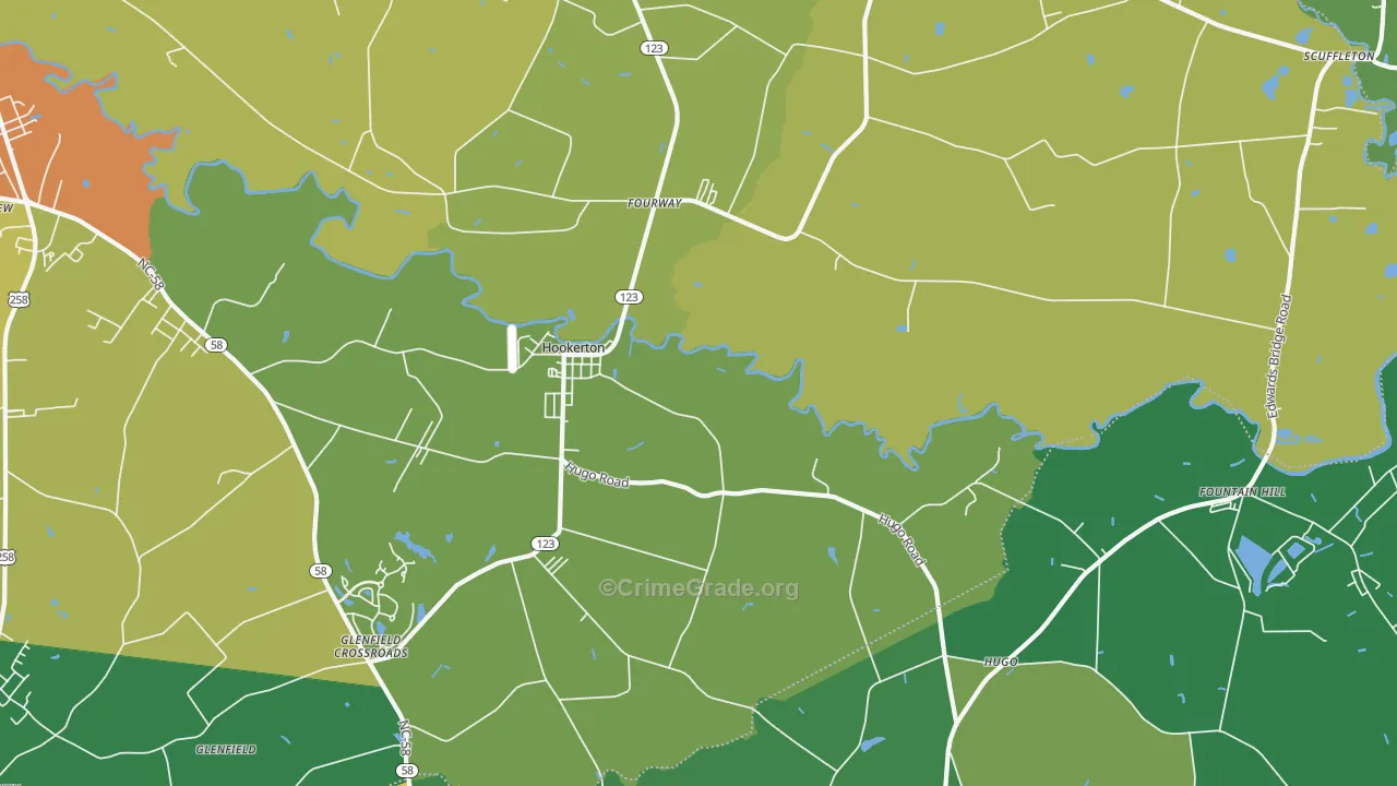 Hookerton, NC Map of Drug-Related Crime Rates