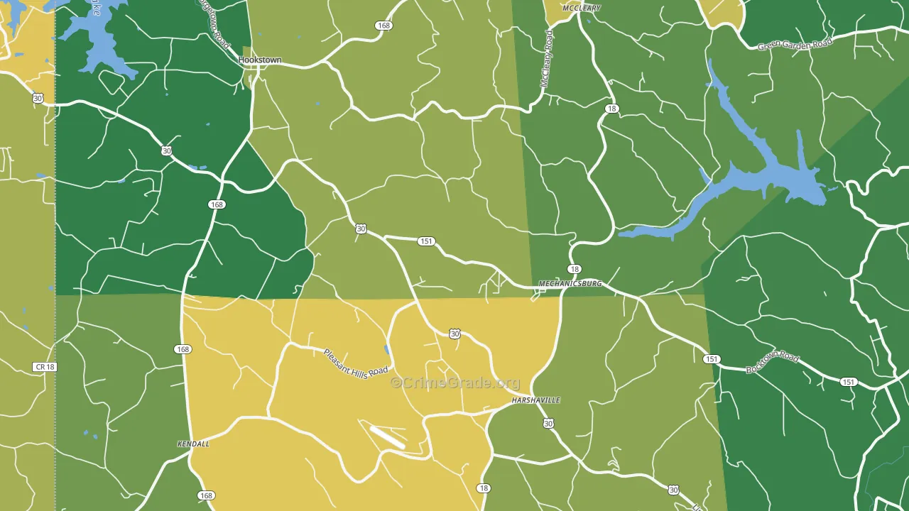 Hookstown, PA Map of Drug-Related Crime Rates