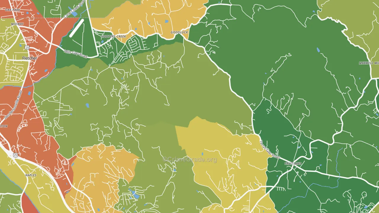 Hoopers Creek, NC Map of Drug-Related Crime Rates