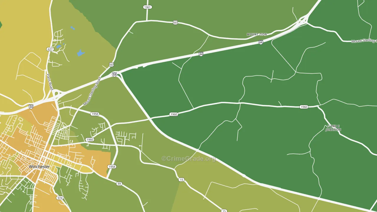 Hootentown, KY Map of Drug-Related Crime Rates