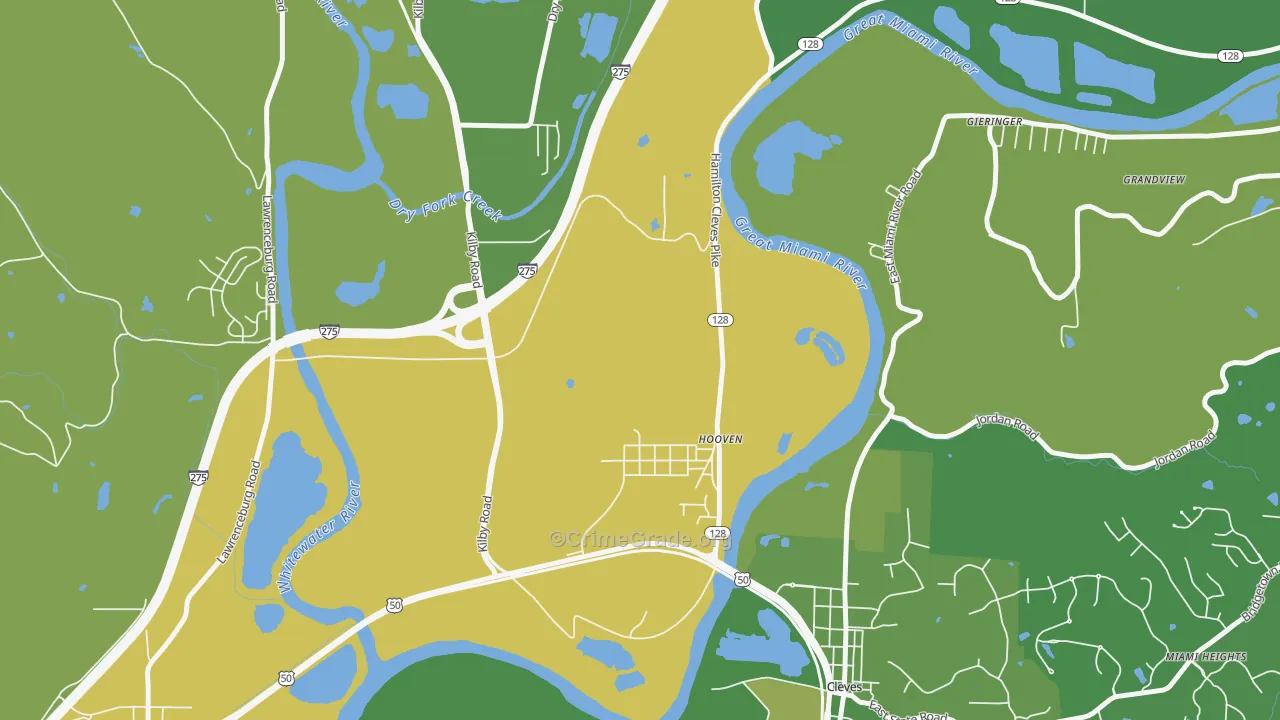 Hooven, OH Map of Drug-Related Crime Rates