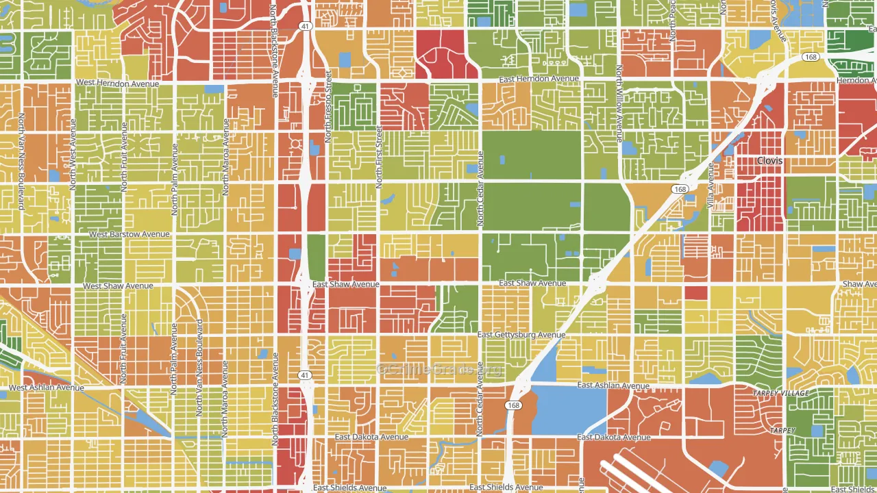Hoover, Fresno, CA Map of Drug-Related Crime Rates