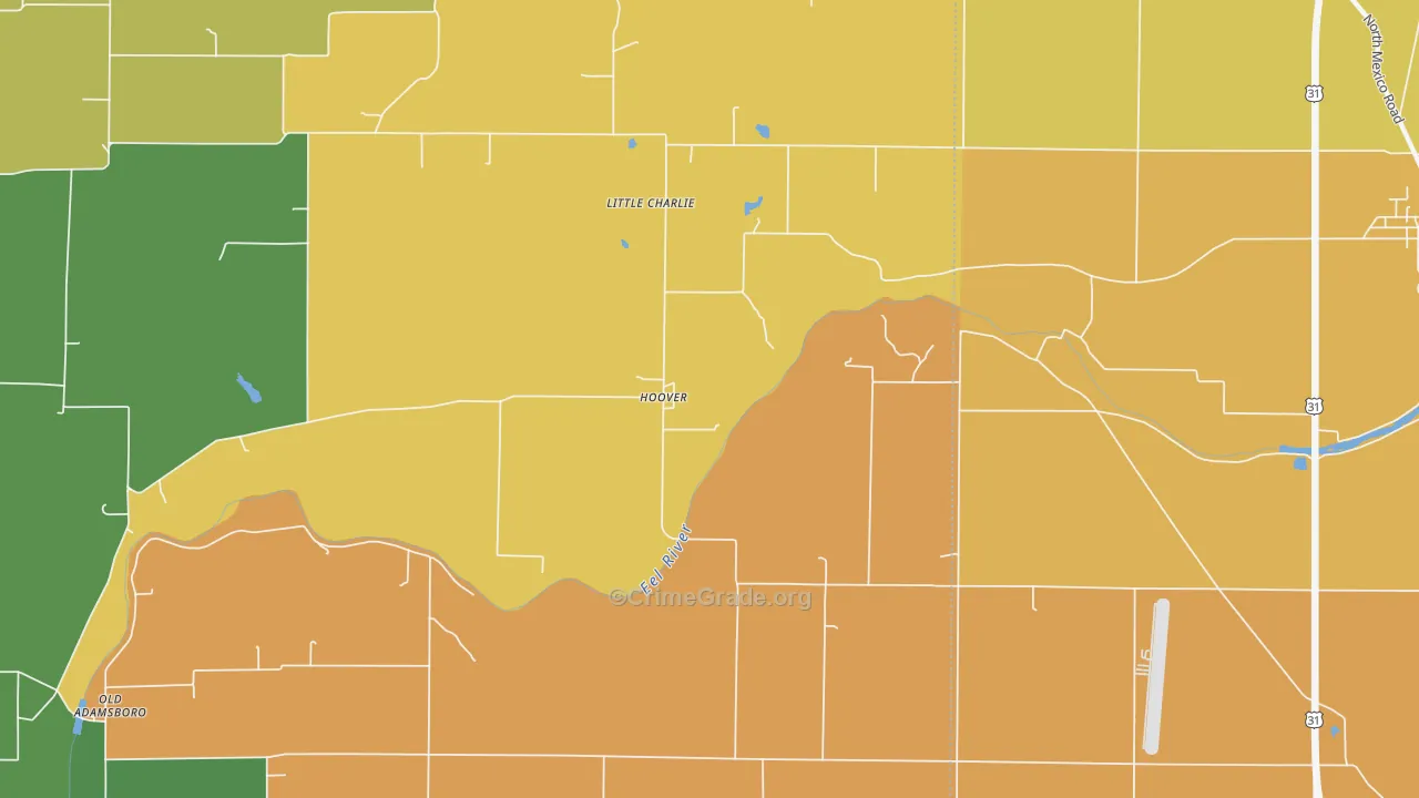 Hoover, IN Map of Drug-Related Crime Rates