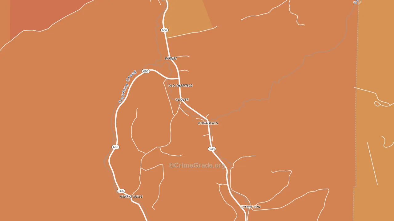 Hoovers, PA Map of Drug-Related Crime Rates