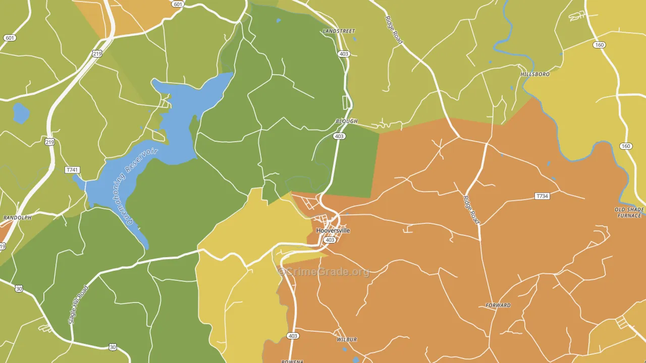 Hooversville, PA Map of Drug-Related Crime Rates