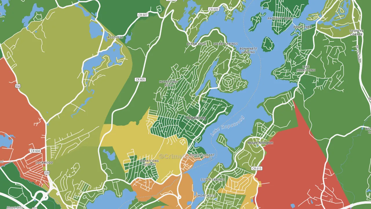 Hopatcong, NJ Map of Drug-Related Crime Rates