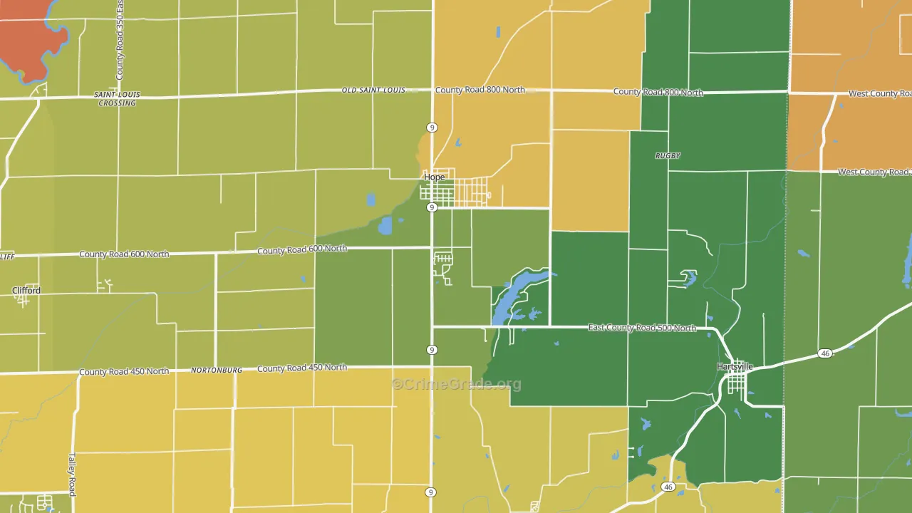 Hope, IN Map of Drug-Related Crime Rates