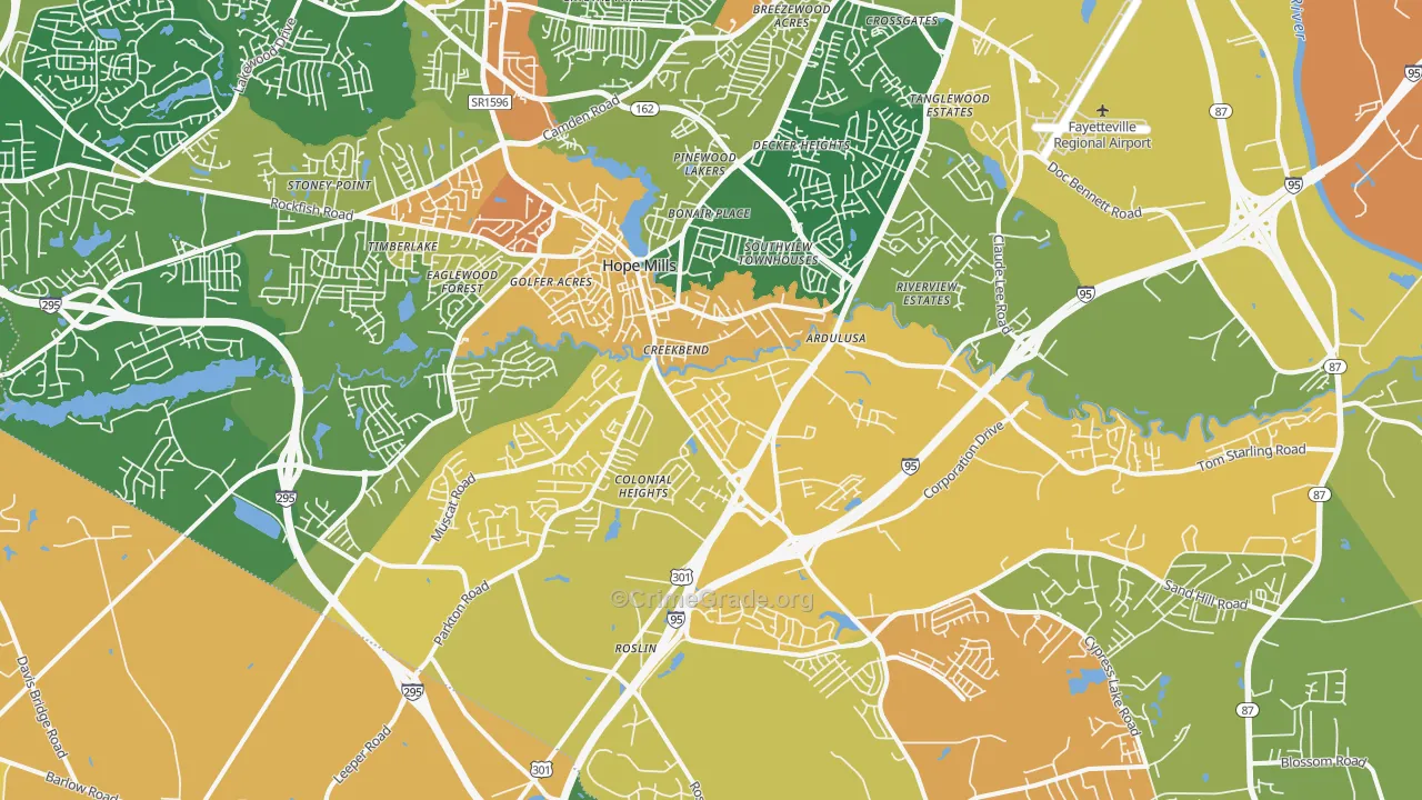 Hope Mills, NC Map of Drug-Related Crime Rates