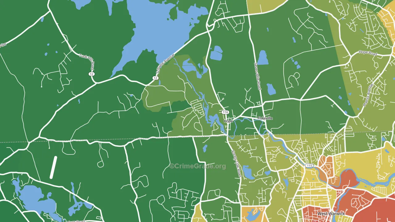 Hope, RI Map of Drug-Related Crime Rates