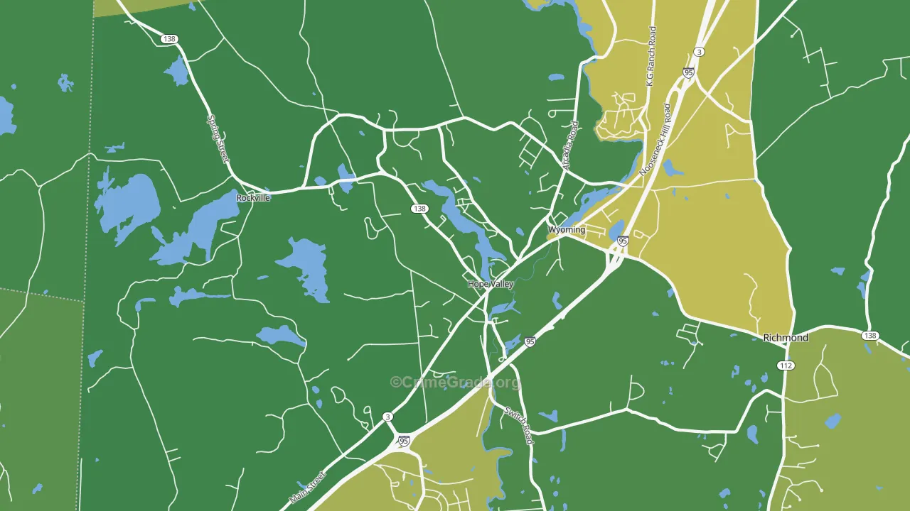 Hope Valley, RI Map of Drug-Related Crime Rates