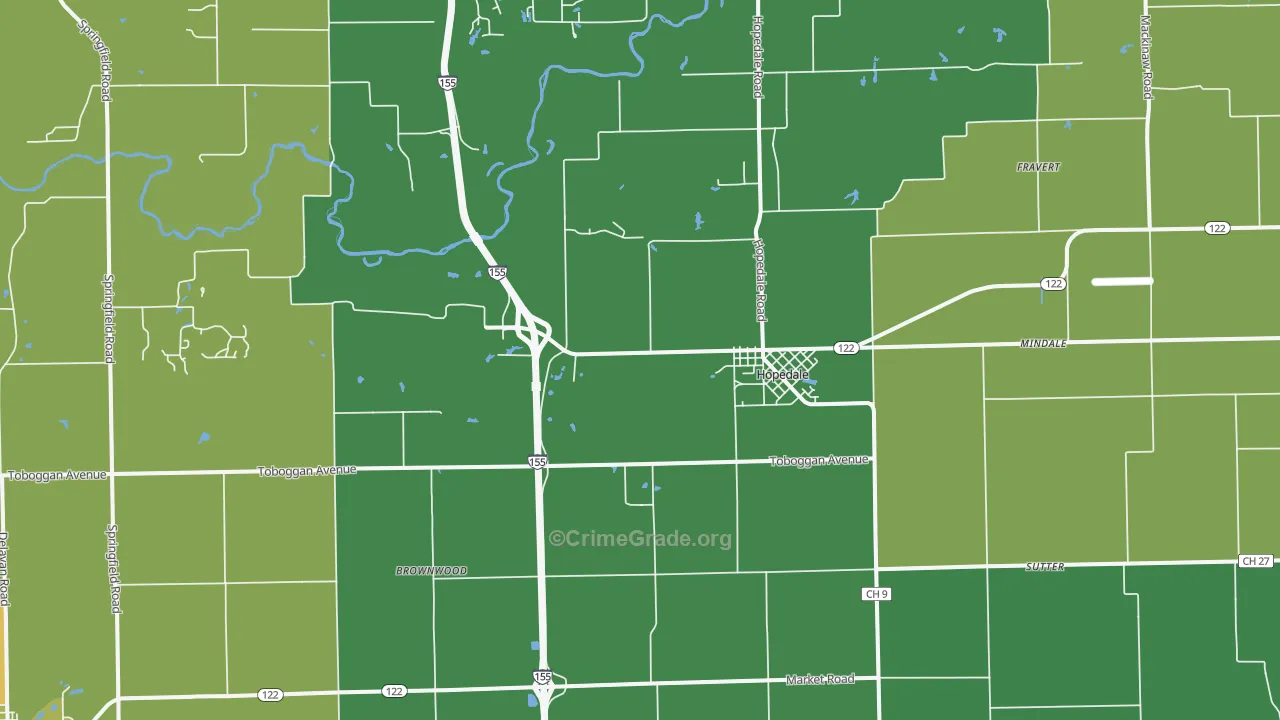 Hopedale, IL Map of Drug-Related Crime Rates