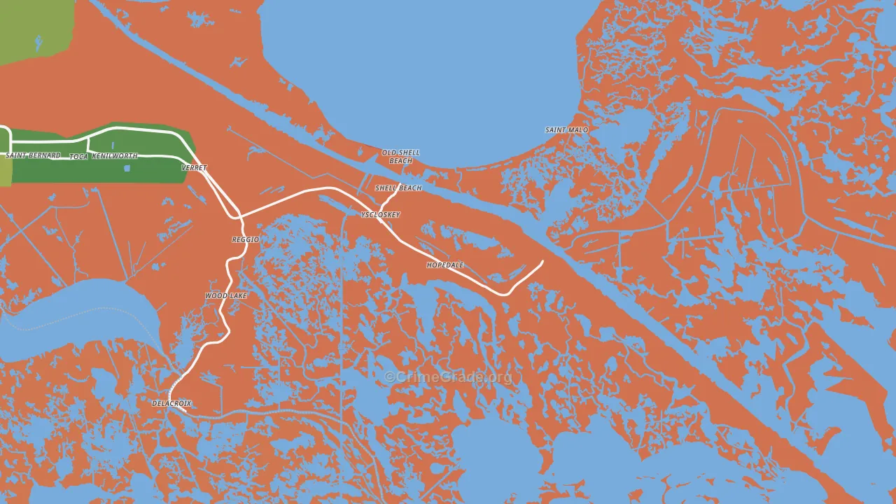 Hopedale, LA Map of Drug-Related Crime Rates