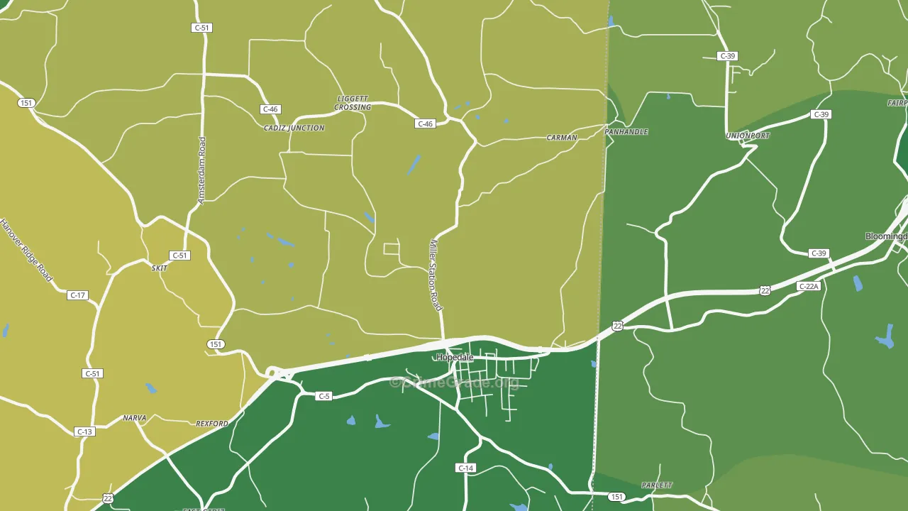 Hopedale, OH Map of Drug-Related Crime Rates
