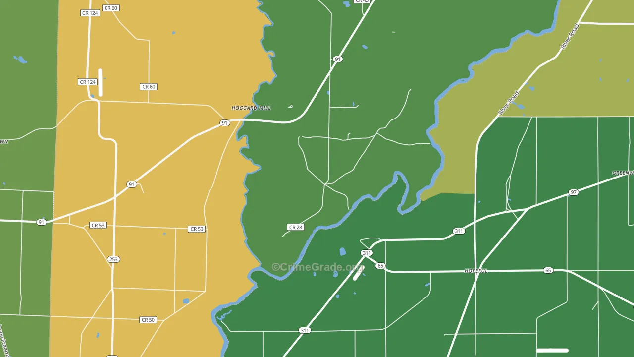Hopeful, GA Map of Drug-Related Crime Rates