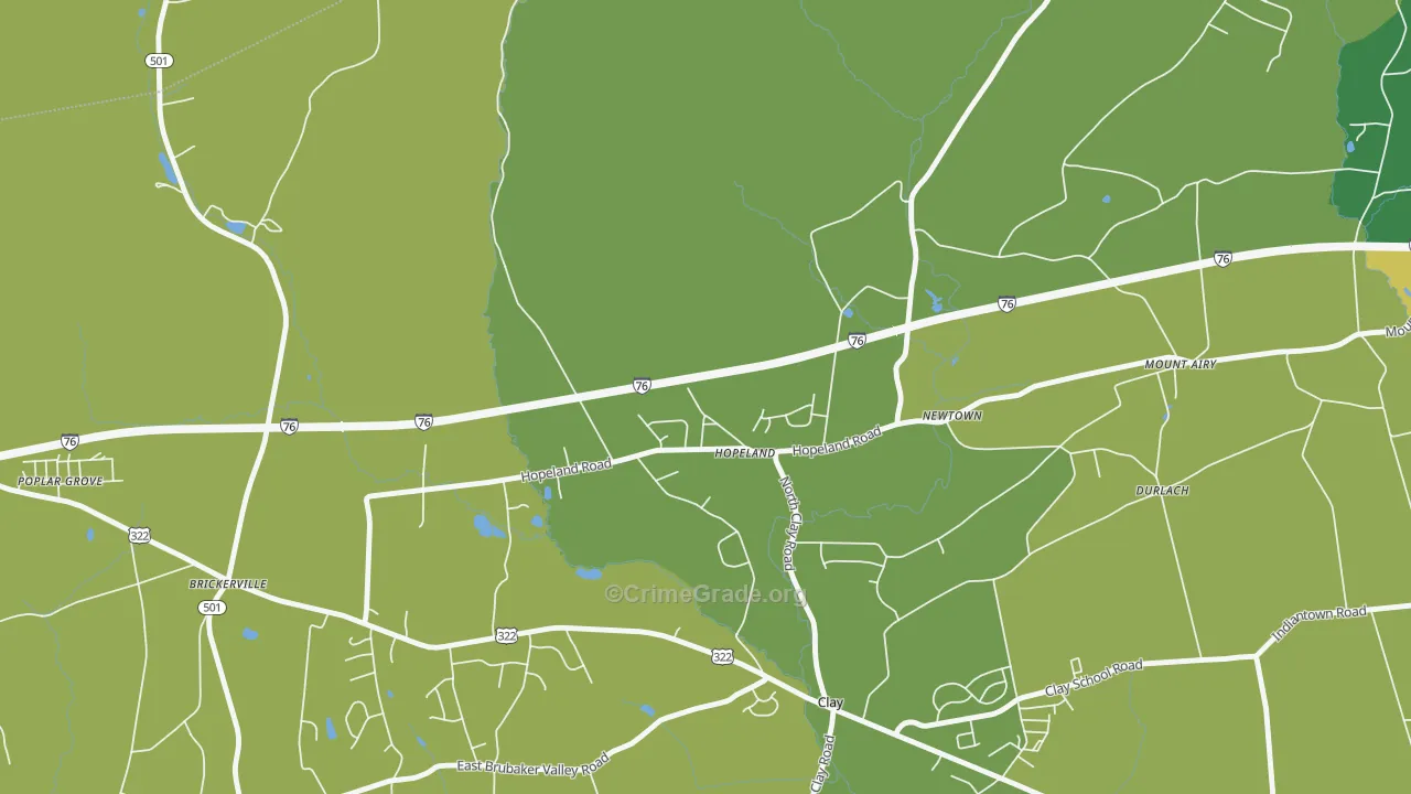 Hopeland, PA Map of Drug-Related Crime Rates