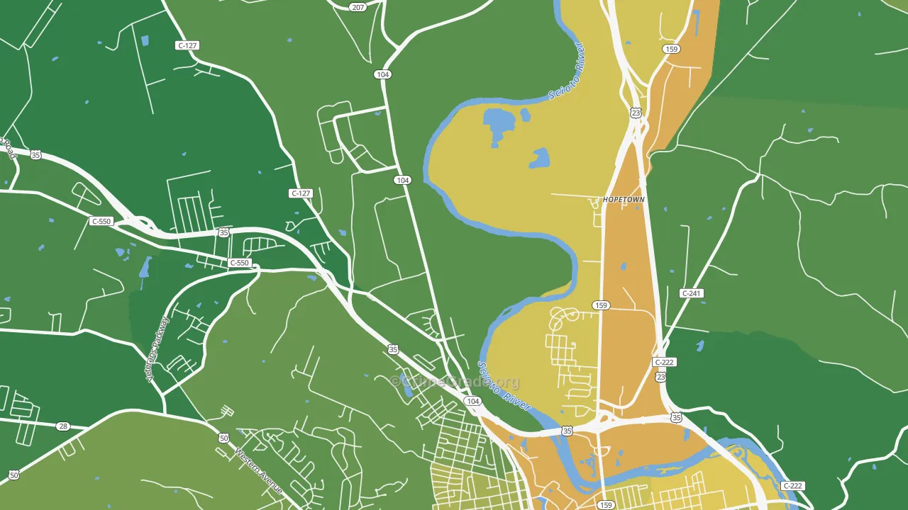 Hopetown, OH Map of Drug-Related Crime Rates