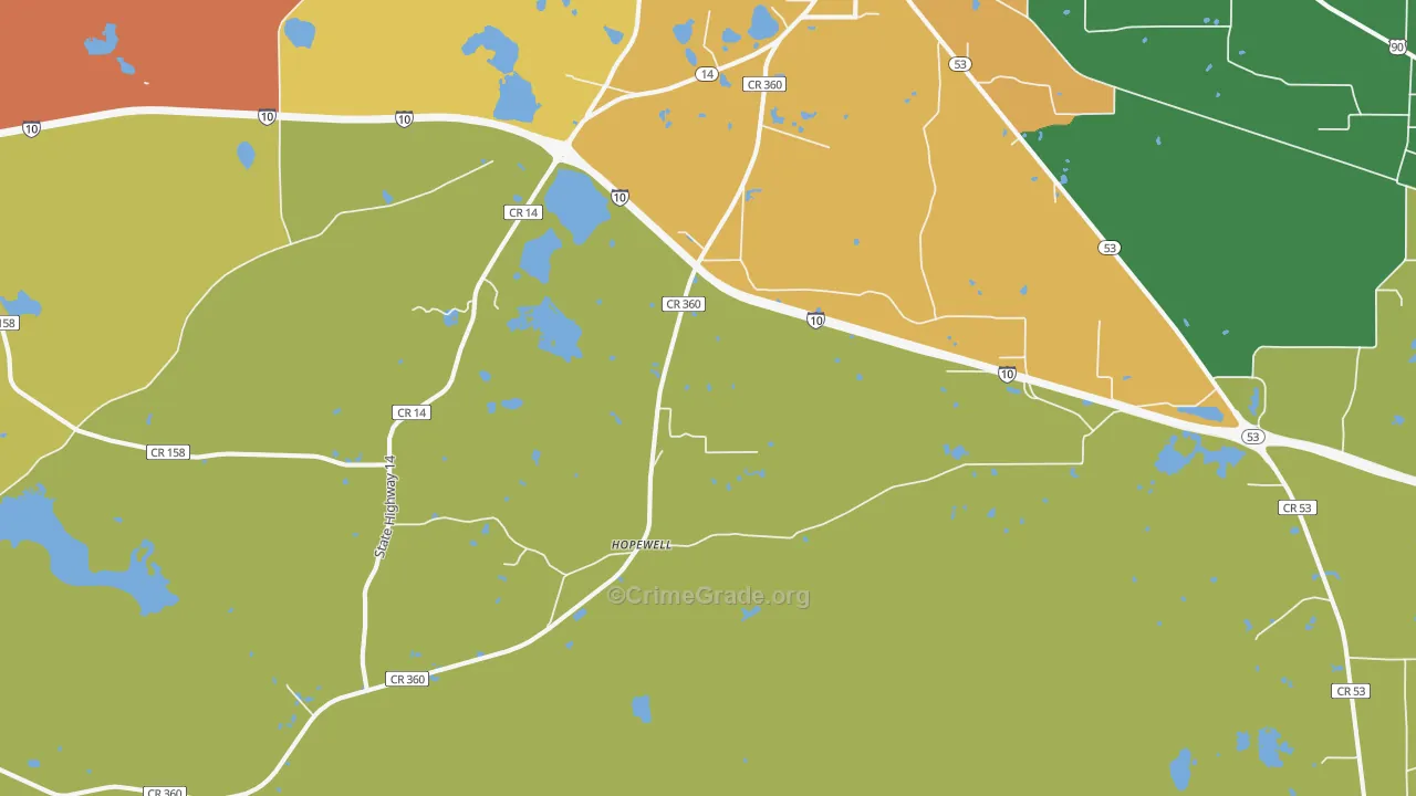 Hopewell, FL Map of Drug-Related Crime Rates