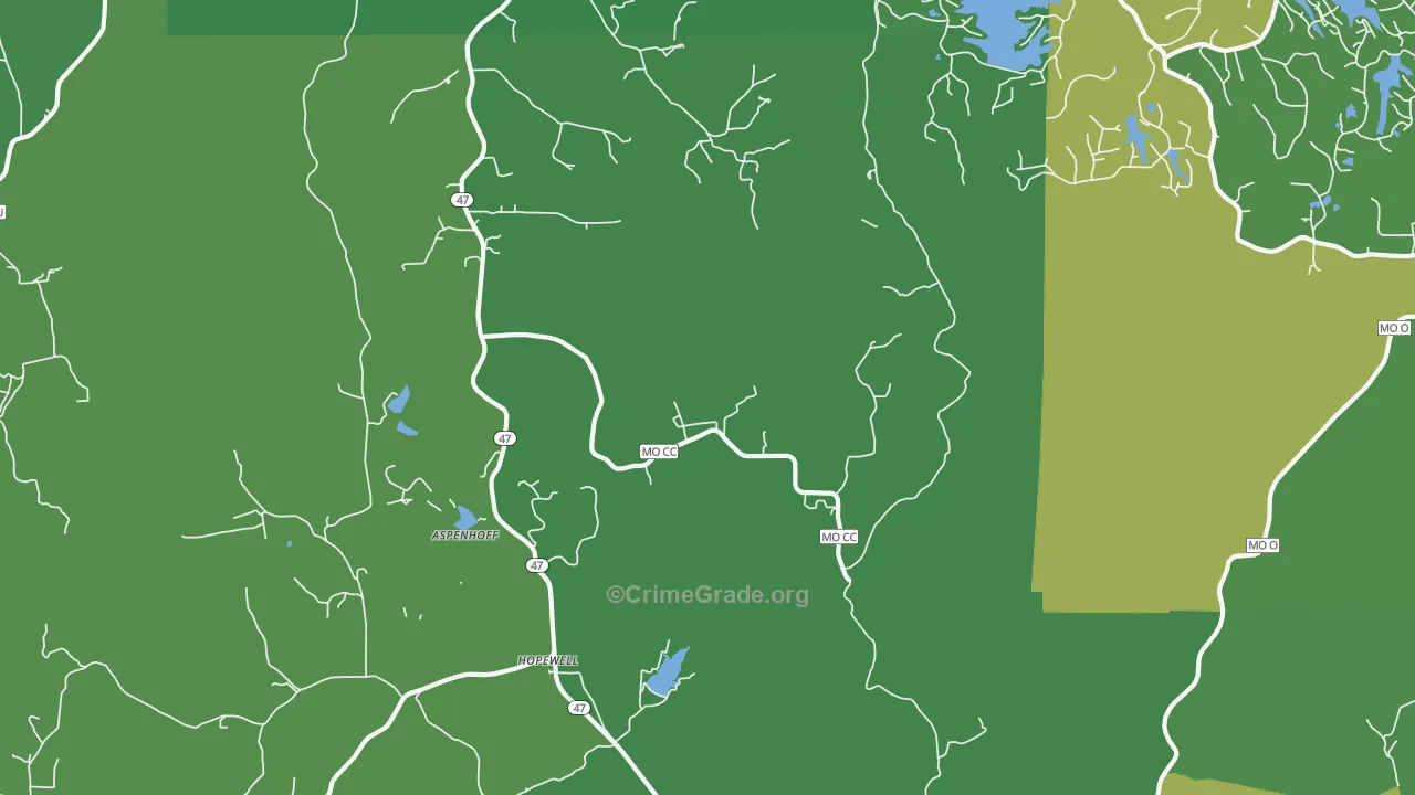 Hopewell, MO Map of Drug-Related Crime Rates
