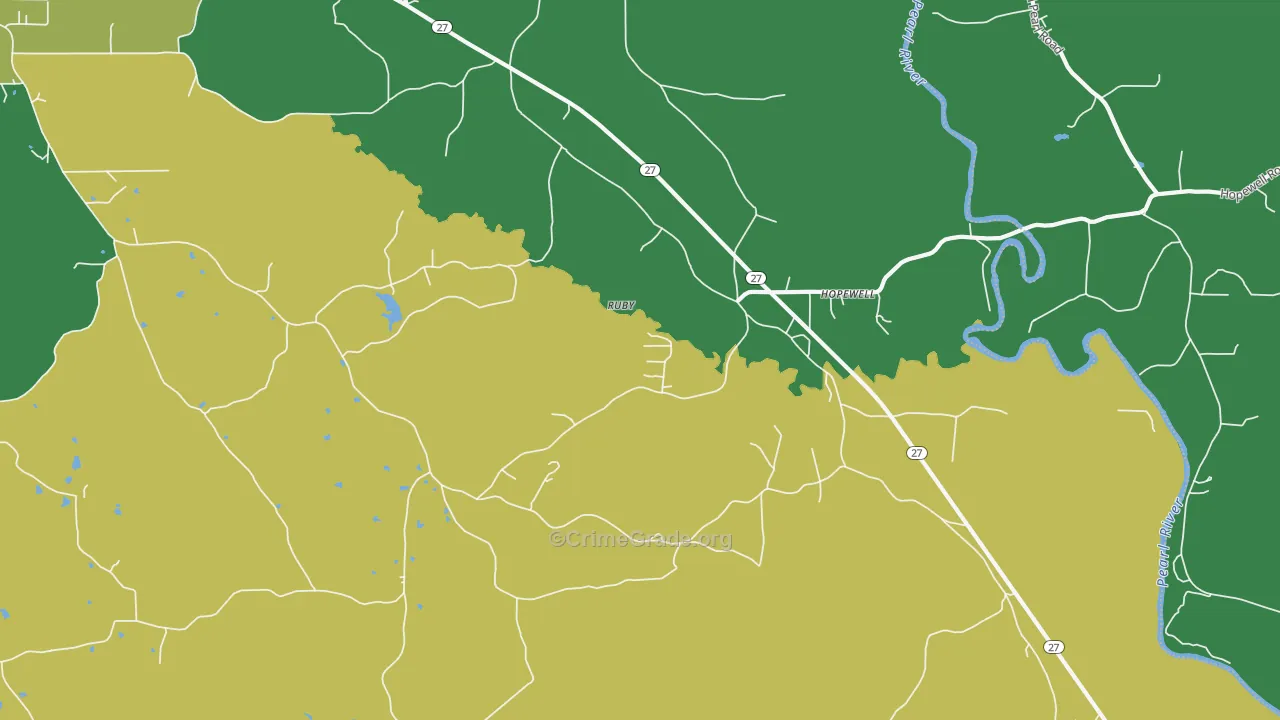 Hopewell, MS Map of Drug-Related Crime Rates