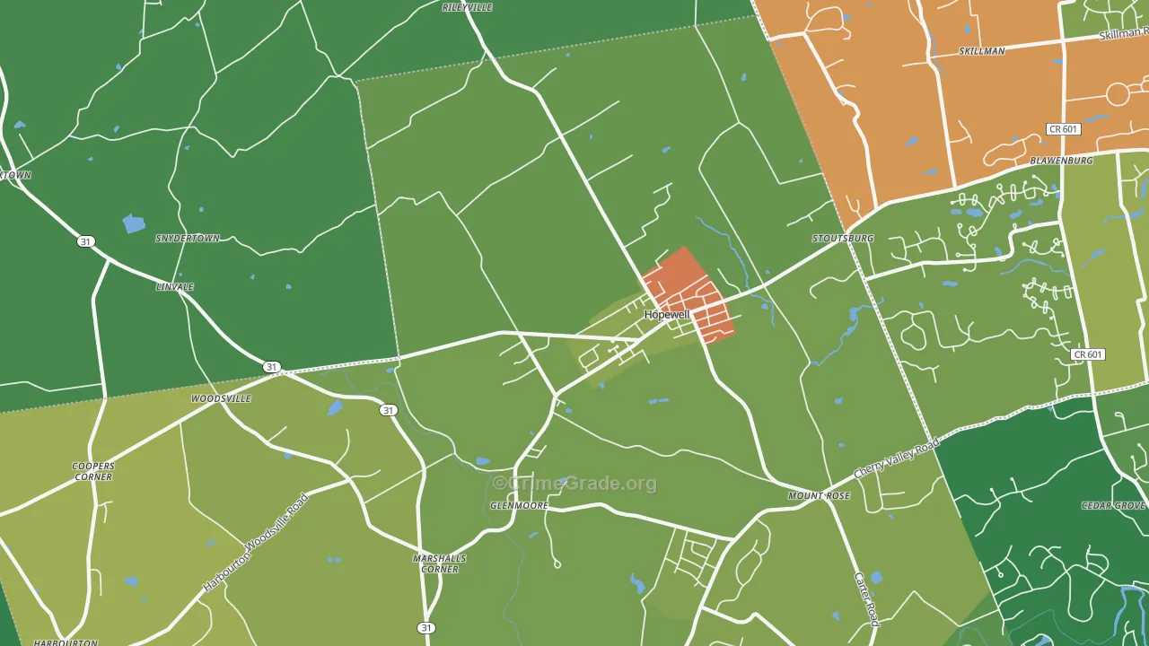 Hopewell, NJ Map of Drug-Related Crime Rates