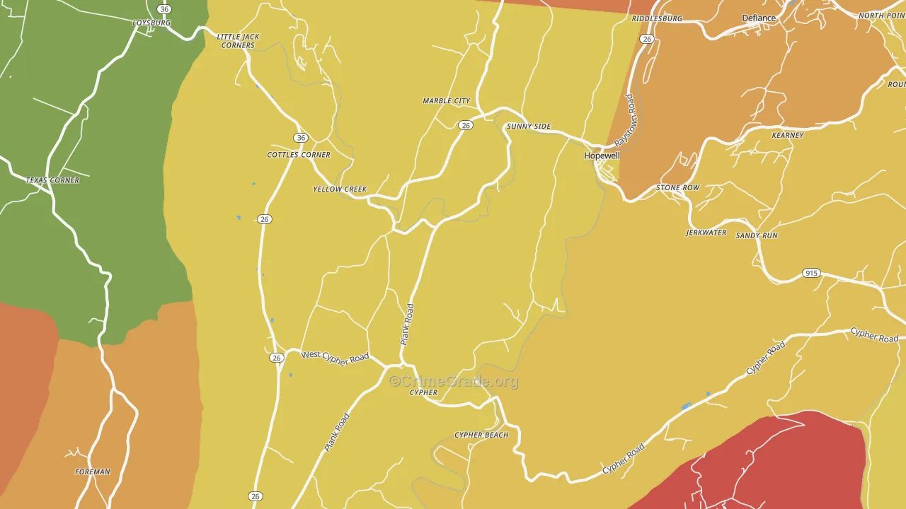 Hopewell, PA Map of Drug-Related Crime Rates