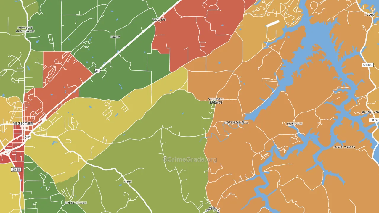 Hopewell Springs, TN Map of Drug-Related Crime Rates