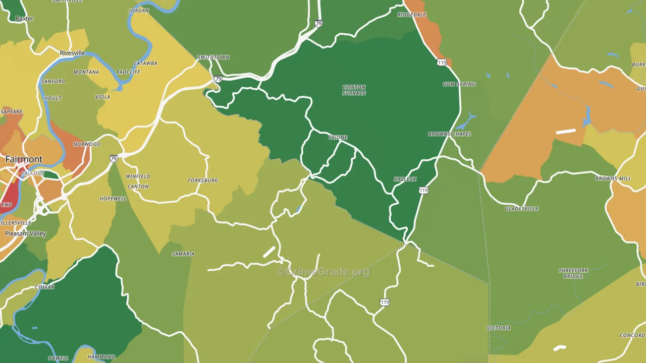 Hopewell, WV Map of Drug-Related Crime Rates