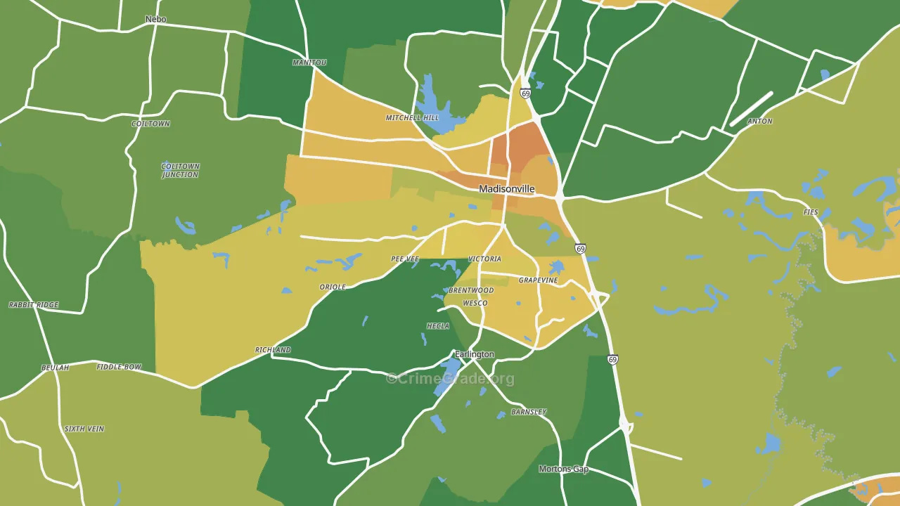 Hopkins County, KY Map of Drug-Related Crime Rates