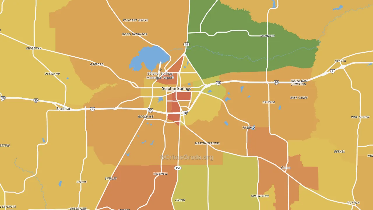 Hopkins County, TX Map of Drug-Related Crime Rates