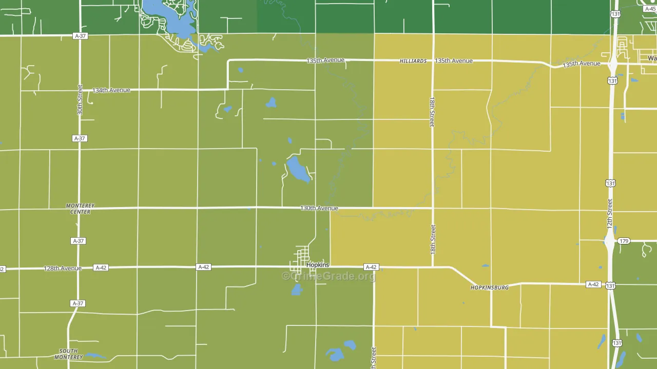 Hopkins, MI Map of Drug-Related Crime Rates
