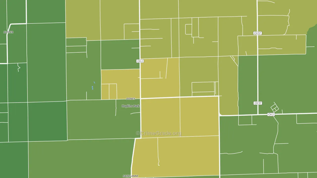 Hopkins Park, IL Map of Drug-Related Crime Rates
