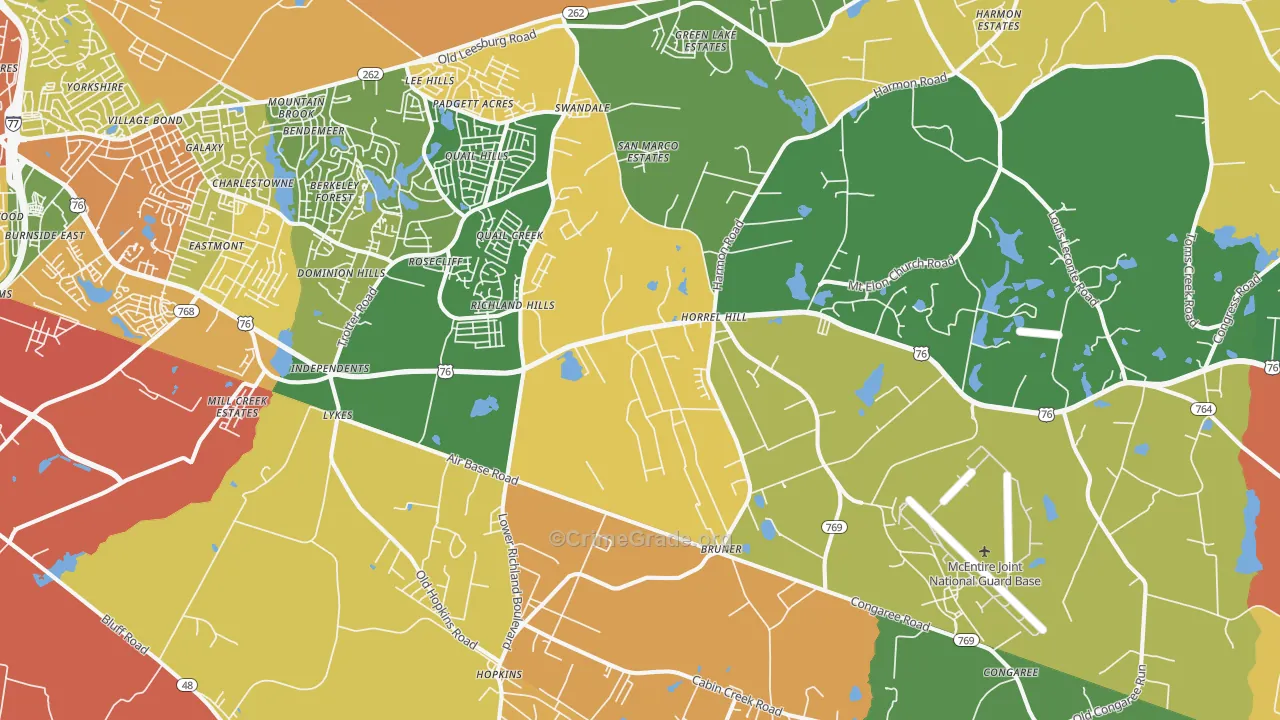 Hopkins, SC Map of Drug-Related Crime Rates
