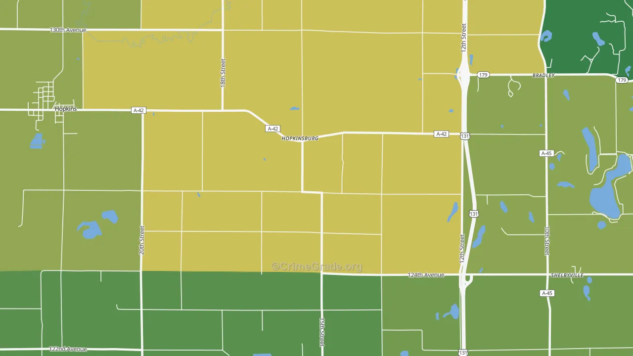 Hopkinsburg, MI Map of Drug-Related Crime Rates