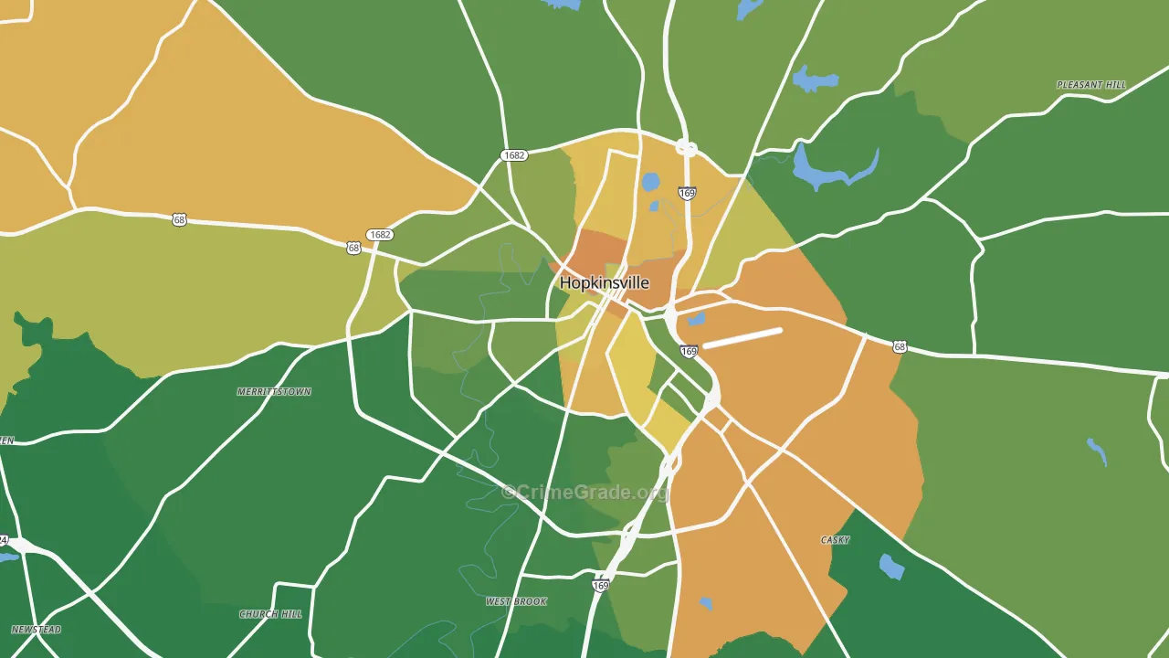 Hopkinsville, KY Map of Drug-Related Crime Rates