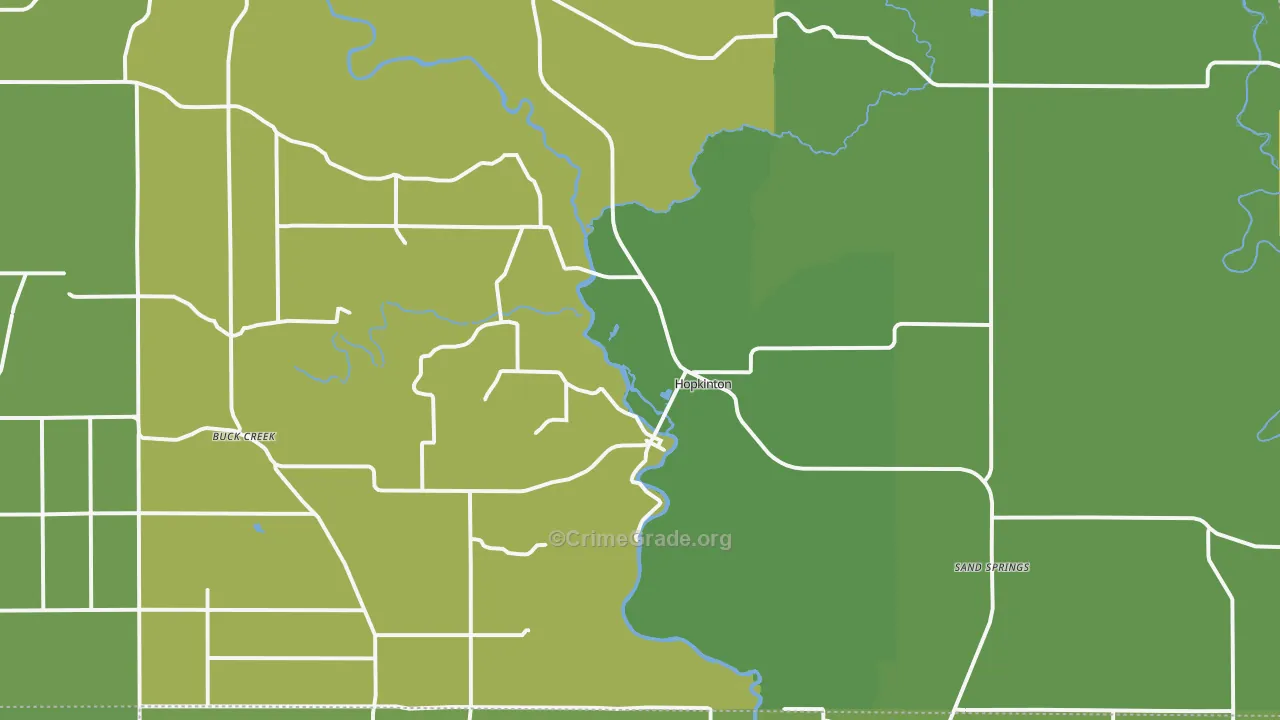 Hopkinton, IA Map of Drug-Related Crime Rates